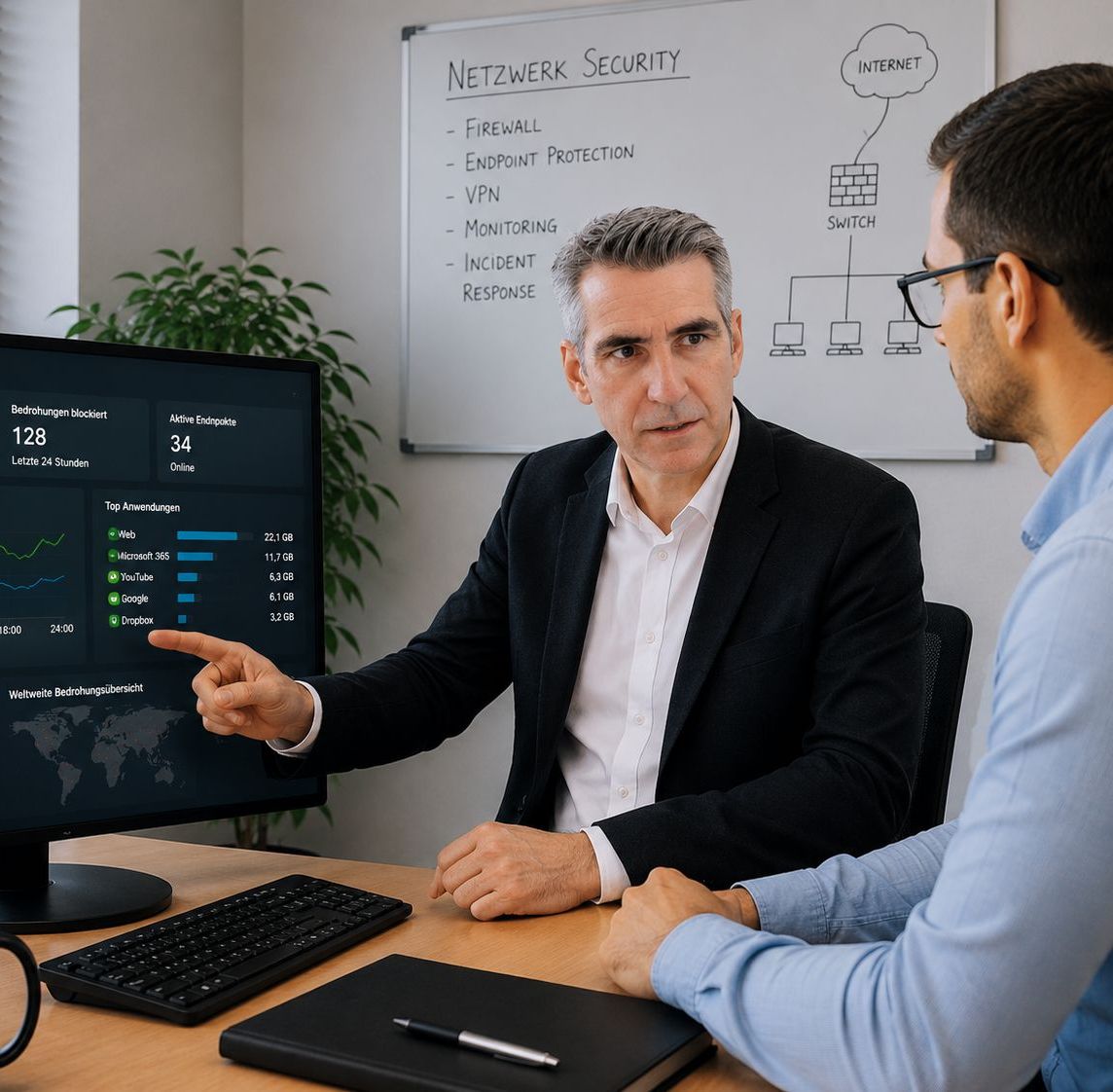 Zwei Fachleute bei einer professionellen IT-Beratung